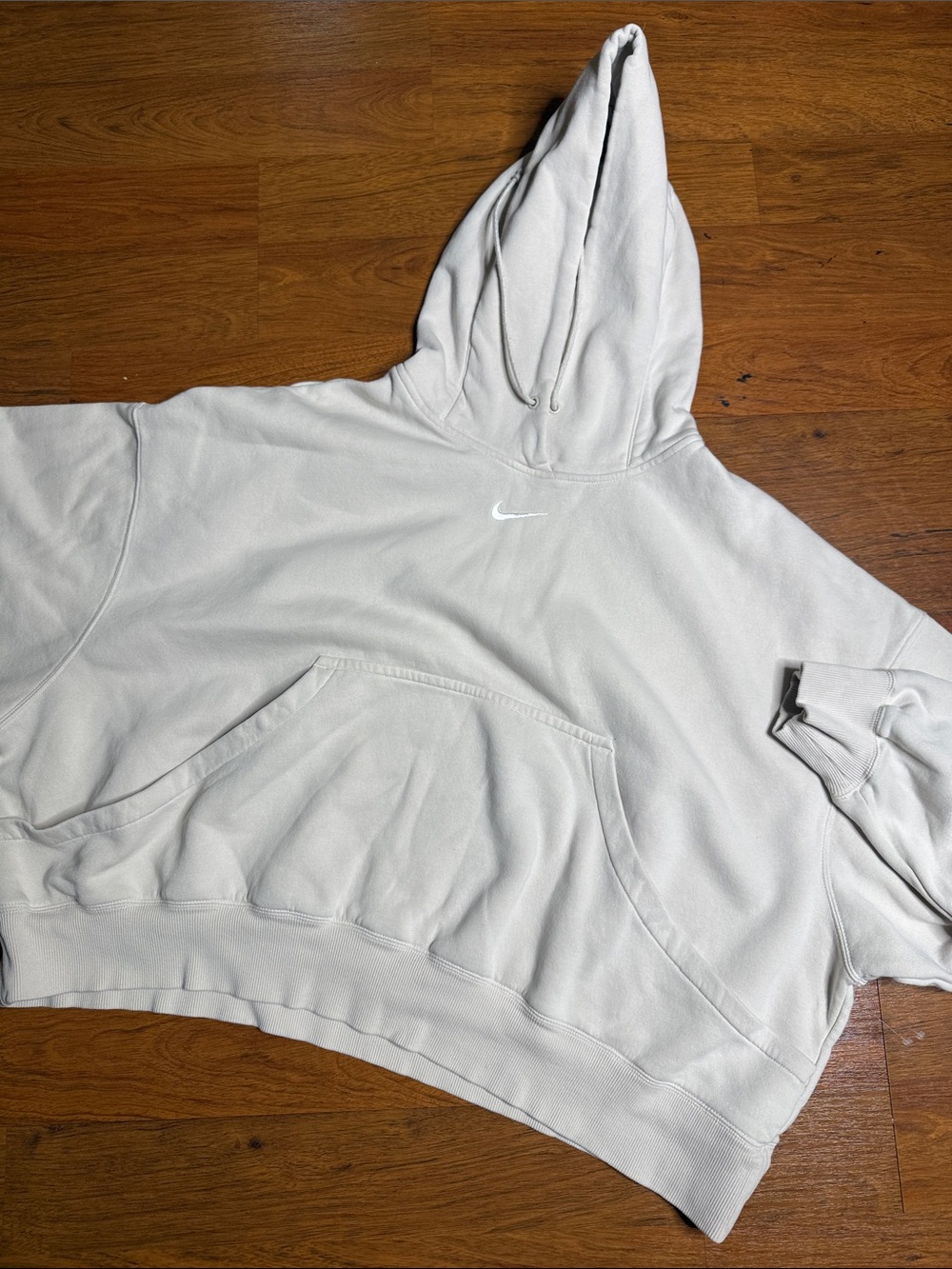 Nike Phoenix  Cropped Hoodie in Light Cream with Small Swoosh